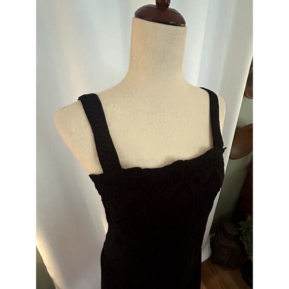Ann Taylor Drop Waist Midi Dress Black Eyelet Silk Gatsby Dress Sz 4 - Picture 7 of 14